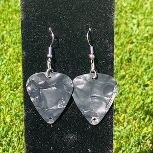 Gray guitar pick earrings